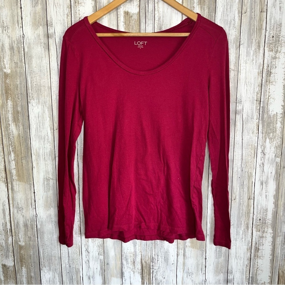 Loft Reddish Pink Long Sleeve Blouse